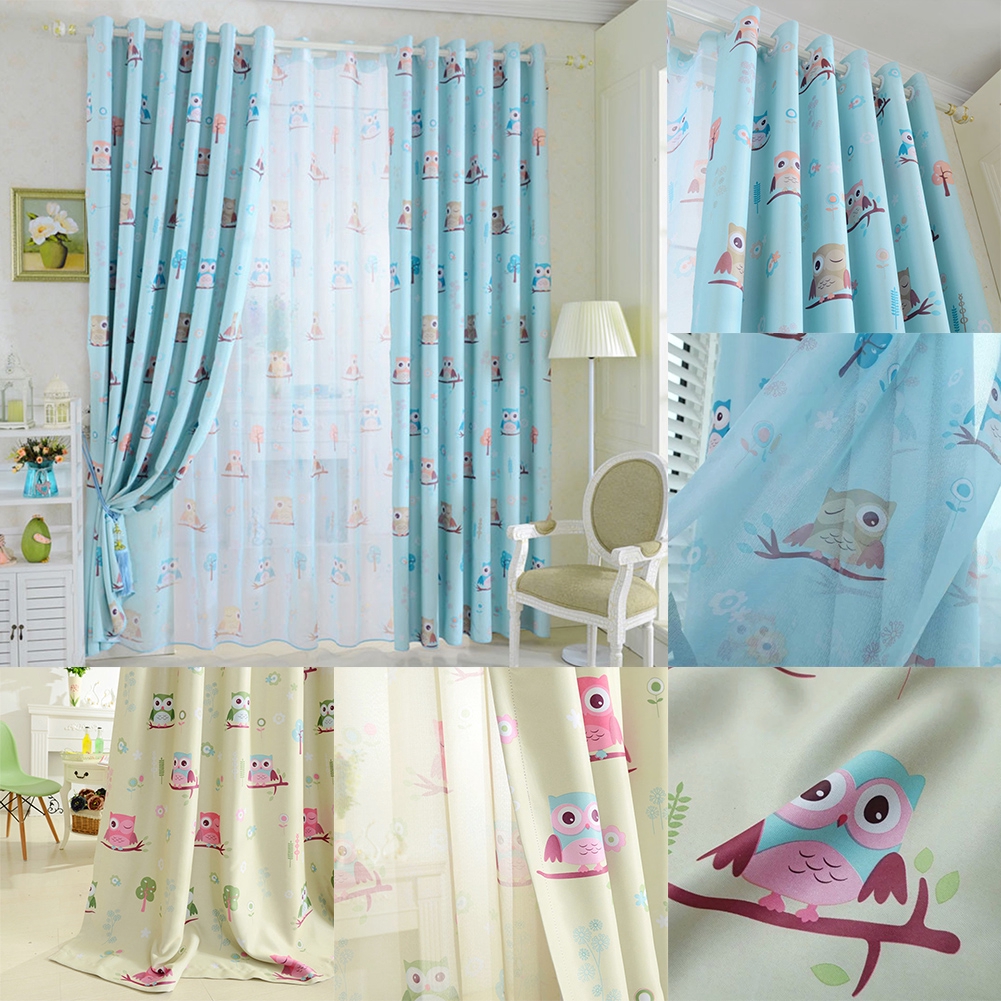 Drapes Gauze Children Cartoon Owl Home Decoration Bird Pattern