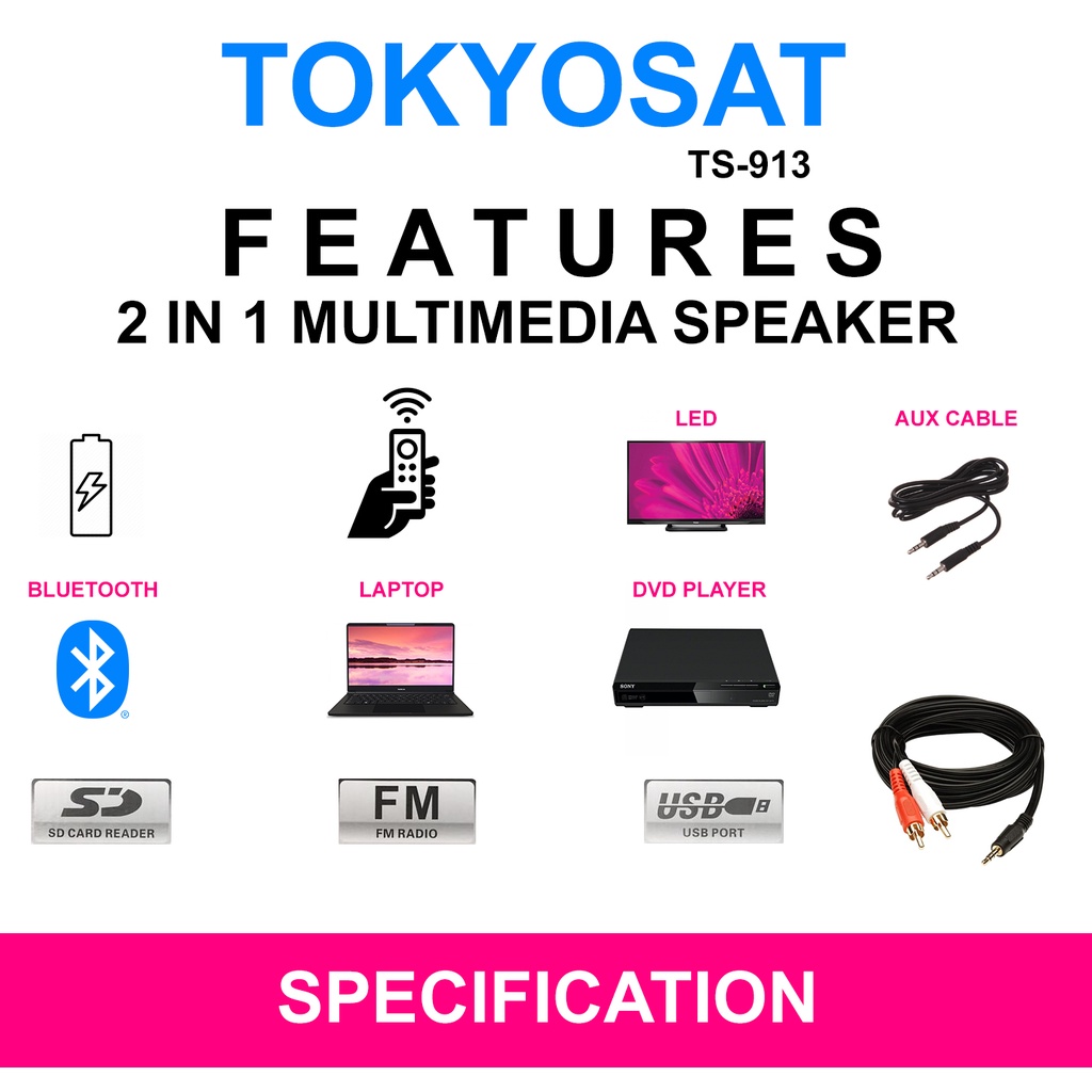 Tokyosat Ts 913 Hifi Bluetooth Home Theatre Speaker 2 1 Channel Quality Brand Shopee Malaysia