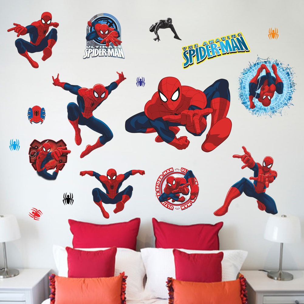 3d Cartoon Spider Man Wall Stickers Child Kids Bedroom Wall Decal Nursery Decor