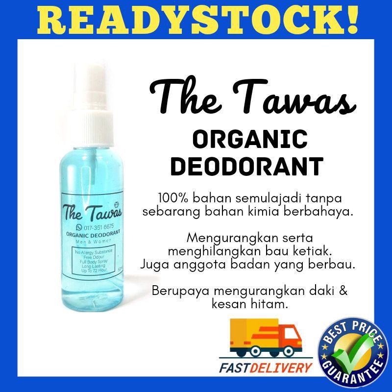 Ubat Ketiak Organic Deodorant Natural The Tawas 50ml Spray Hilang Bau Badan Ketiak Magic Shopee Malaysia