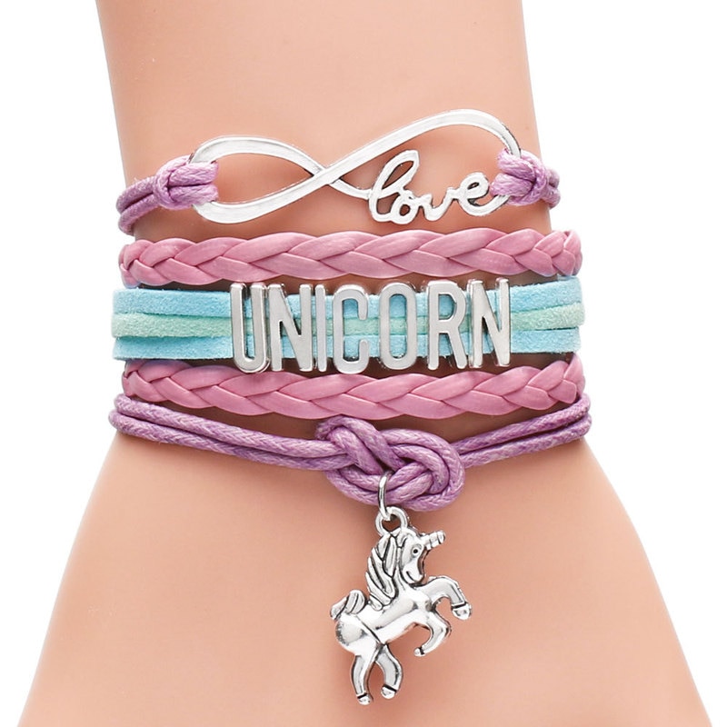 Unicorn Braided Kids Bracelet Multi-layer Girls Friendship Bangle Jewelry Gi Hot 