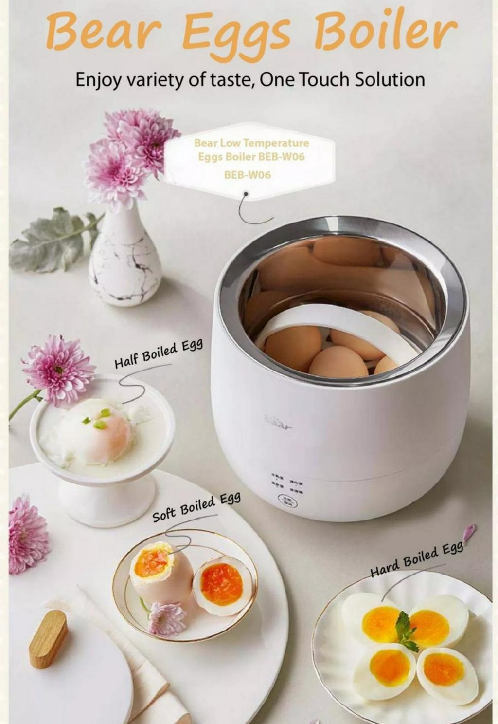 Half Boiled Egg Maker , Half Boil Egg Cooker , Original Malaysian Half Boiled Egg Maker , Half Soft Boiled Egg Maker Boiler Cooker, Yellow