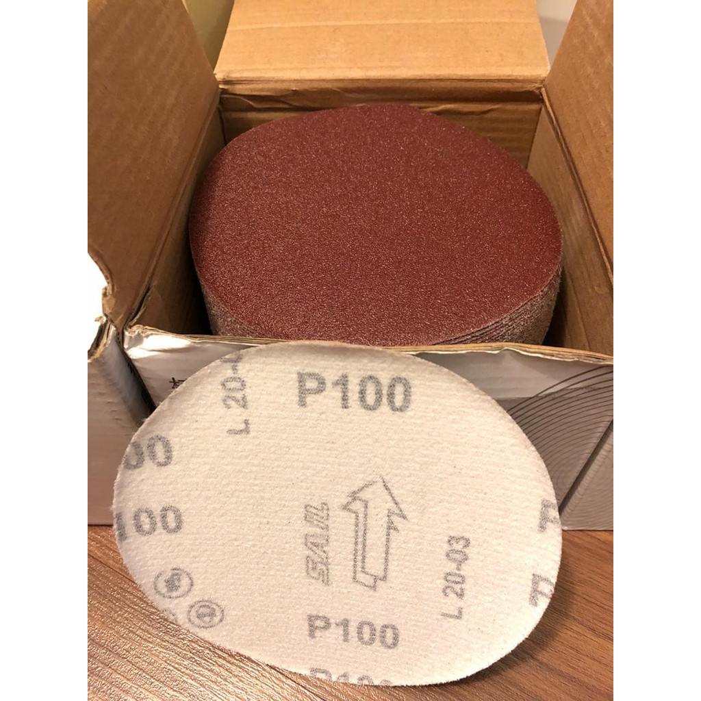 5 Inch (125mm) P40,60,80,100,120,150,180,240,320,400,600,800,1000 Sanding Disc Abrasive Red Flocking Velcro Sand Paper