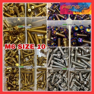 🏁 SKRU M6 SAIZ 10 (thread 6mm) TITANIUM GOLD CHROME 🏁 ORIGINAL HENG ...