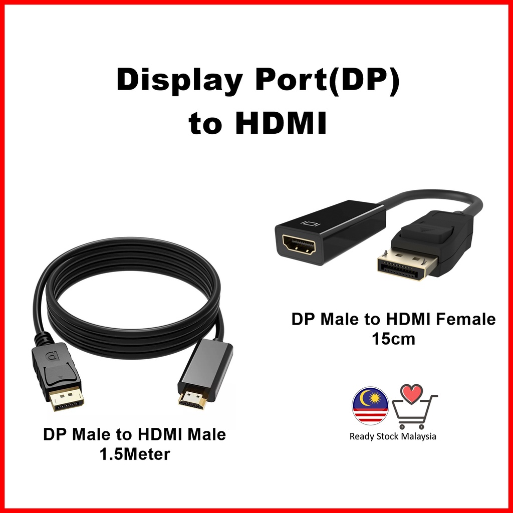 DP to HDMI Cable Converter Adapter 1080 & 4K HighSpeed/ Display Port