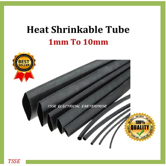 1Meter - Heat Shrink Tube / Heat Shrinkable Sleeving 1mm 1.5mm 2mm 2 ...