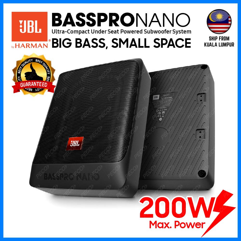 JBL Basspro Nano Powered Active Subwoofer 6” x 8” Car Audio Ultra ...