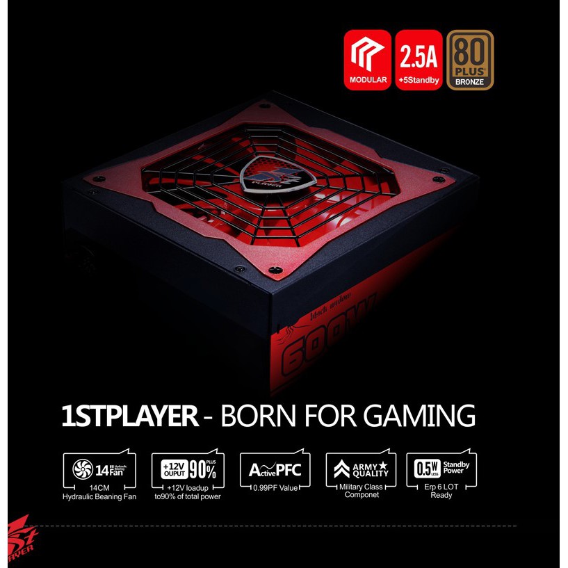 1st Player Black Widow 600w 80plus Bronze Semi Modular Psu Power Supply Ps 600ax Japanese Main Capacitor Shopee Malaysia