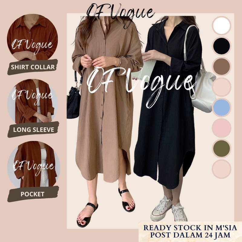 OFVOGUE Korean Lazy Simple Basic Comfortable Long Shirt Windbreaker Jacket Shirt Women Outwear