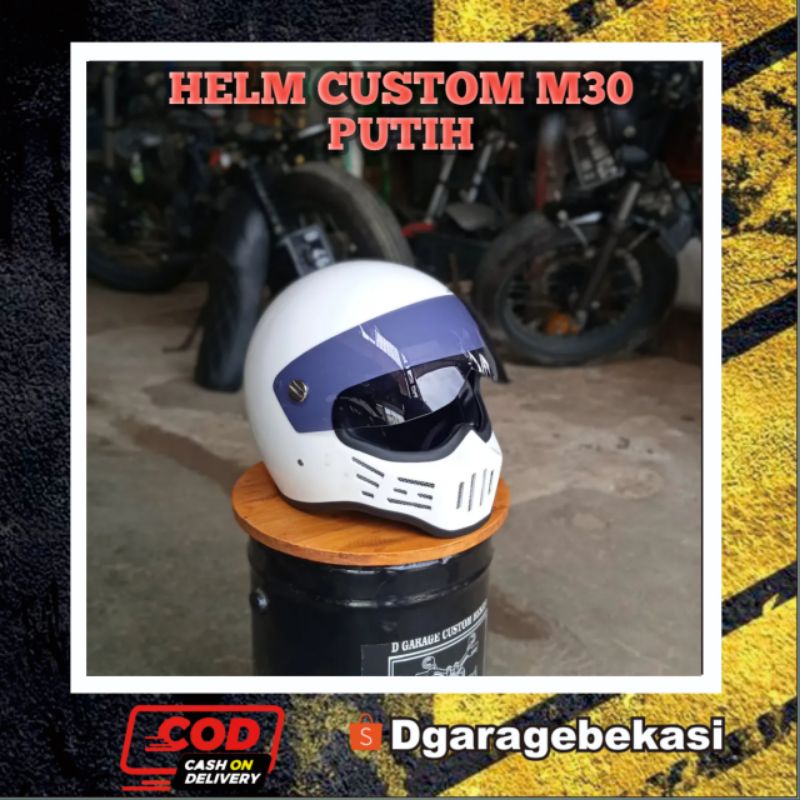 Helm CUSTOM m30 White cc helmet vintage classic cakil m30 moto3 hbc