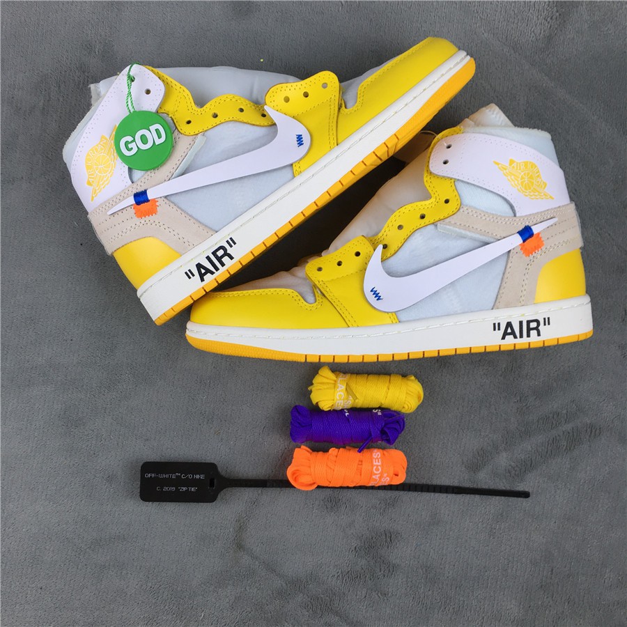 yellow off white air jordan 1