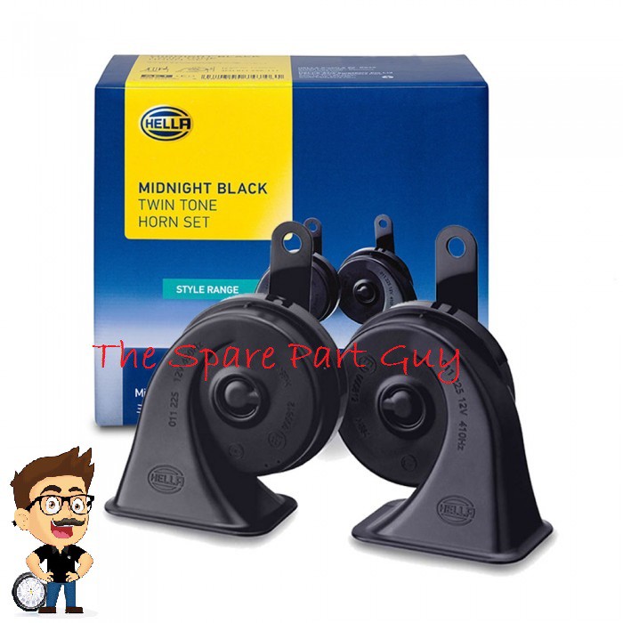 HELLA Midnight Black 12V Car Horn Snail Horn Set Twin Tone Hon Kereta 100% ORIGINAL 110dB(A) Relay 车喇叭 - 3FH011225111