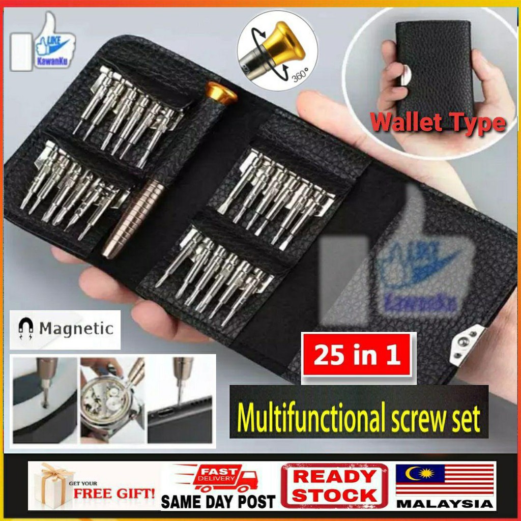 (M'sia) 25 In 1 Screw Precision Torx Wallet Screwdriver Repair Watch