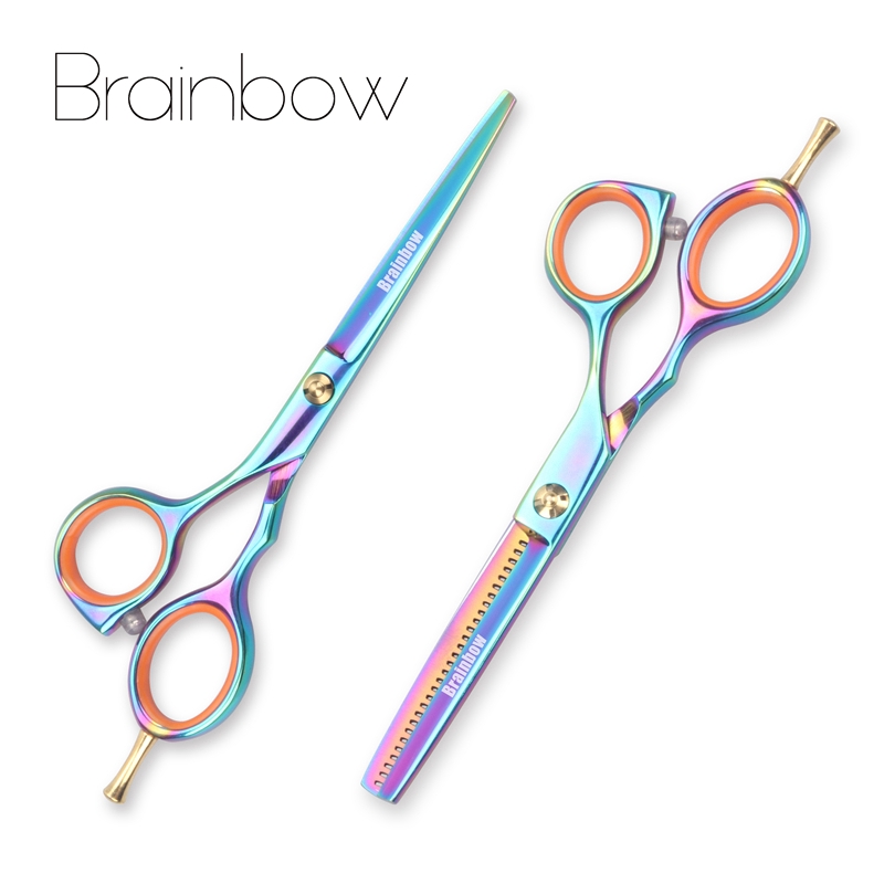 Brainbow 2pcs Set 5 5 Multi Color Hair Scissors Right Hand Cutting