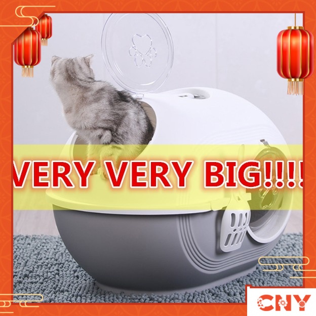 JUMBO Japanese Style Egg Shape Full Cover Cat Litter Box Bekas Pasir