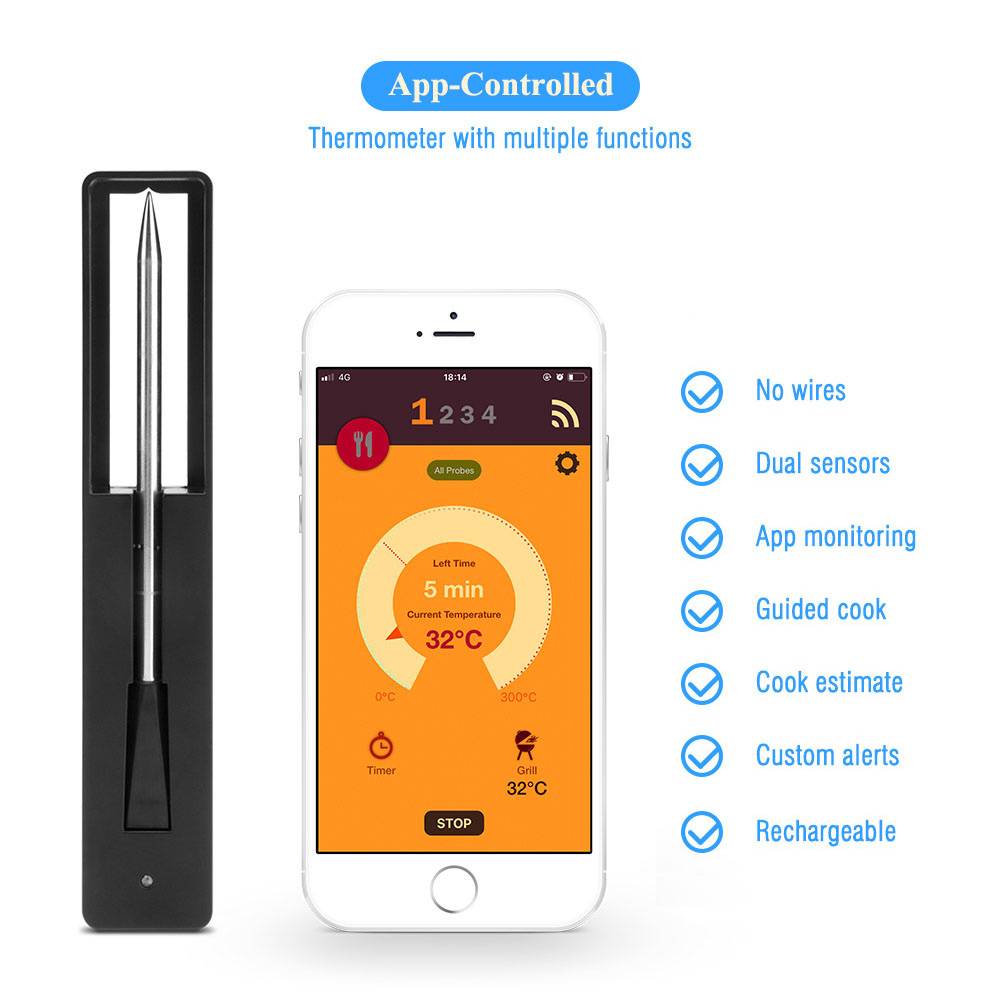 Meat Food Steak Thermometer Wireless Digital Bluetooth Barbecue