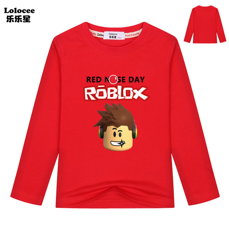 Roblox Red Nose Days T Shirt For Kids Boys Long Sleeve Tee Shirt Spring Autumn Basic Tee Shopee Malaysia - 2018 new roblox red nose day boys t shirt kids spring autumn