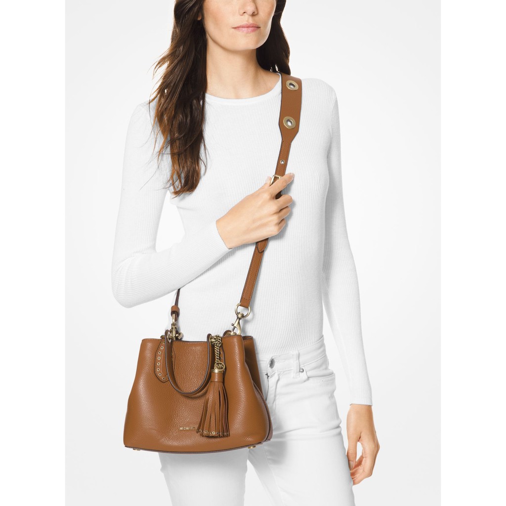 mk brooklyn small leather satchel