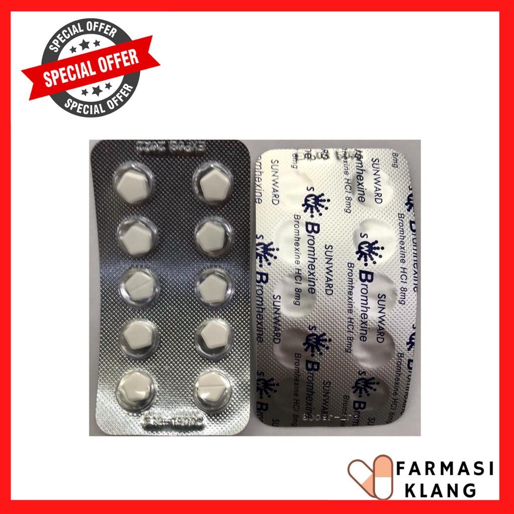 SUNWARD/BISCOMIN BROMHEXINE 8MG (UBAT CAIR KAHAK) 1 STRIP  10 TABLET