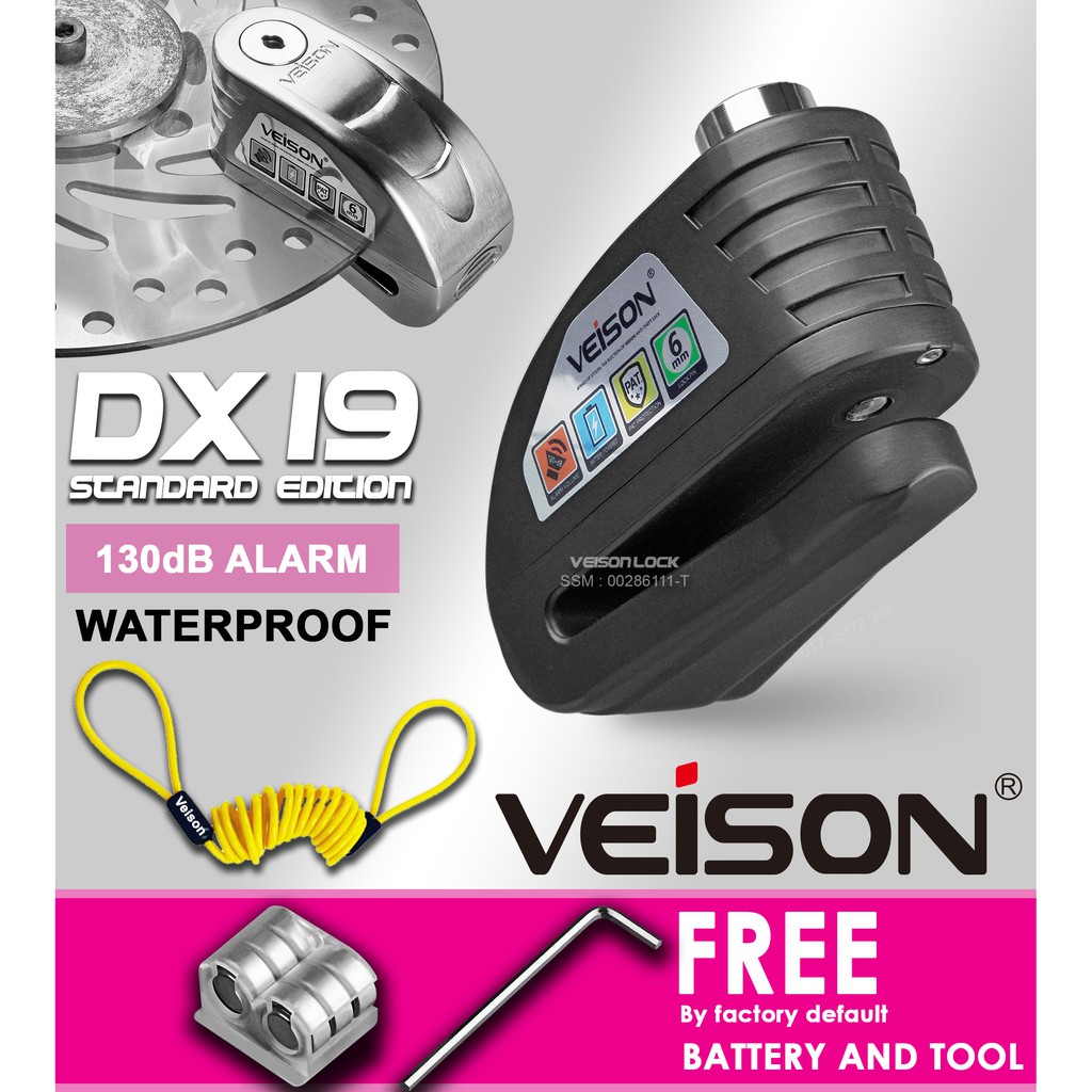 Very Loud Alarm Veison DX19 Black 130dB Alarm Lock Motorcycle Disc disk