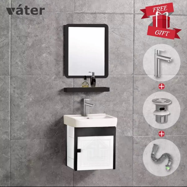 Vater Aluminium Bathroom Basin Cabinet Ceramic Sink 4070 Cream