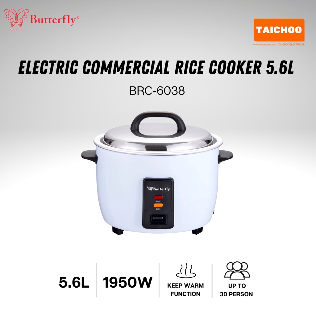 Butterfly Electric Commercial Rice Cooker 5.6L BRC6038 Shopee Malaysia