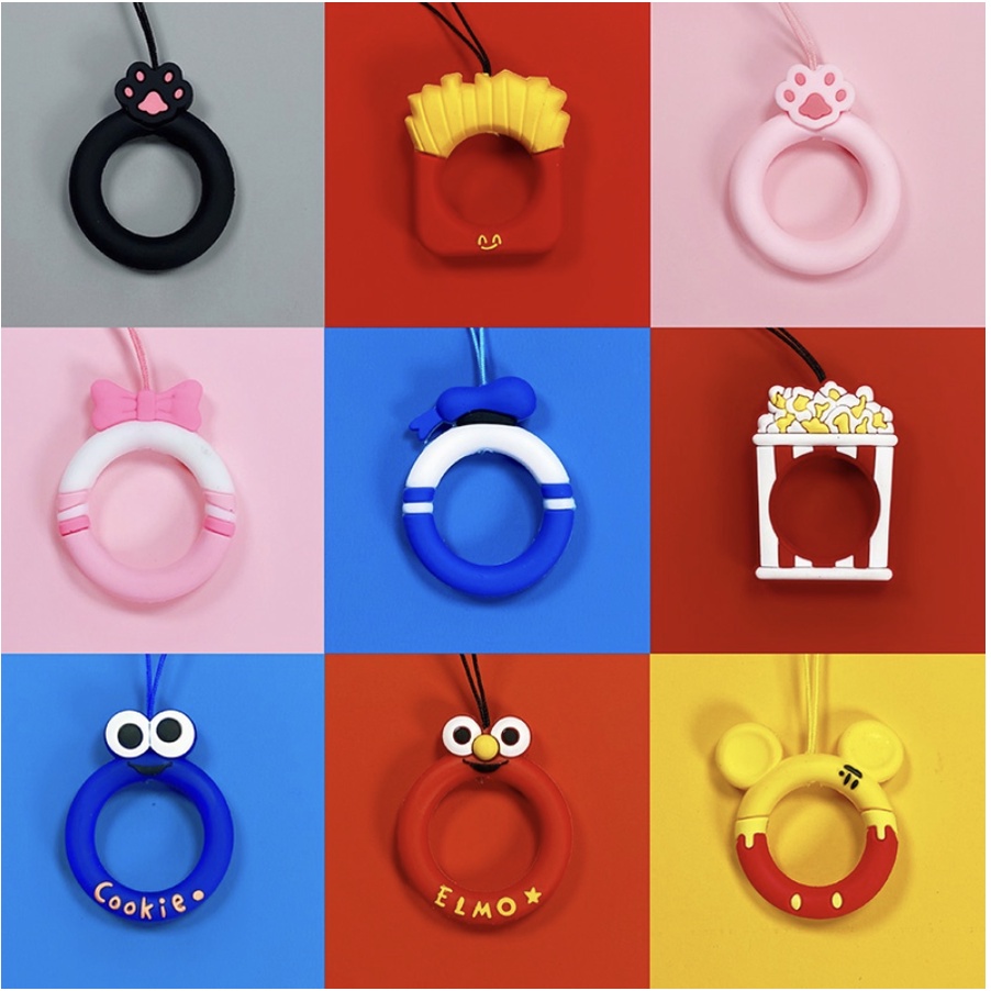 HEALTHFUL Cute Phone Lanyard for Keys Phones Strap Phones Case Keychain Finger Rings Cartoon Mobile Cord Sling 可爱手机挂绳