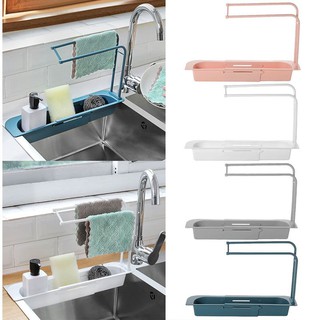 Soaps Blue Scrubbers Telescopic Sink Storage Rack Holder Tray for Sponges Home Kitchen Expandable Storage Drain Basket,Sink Organizer 