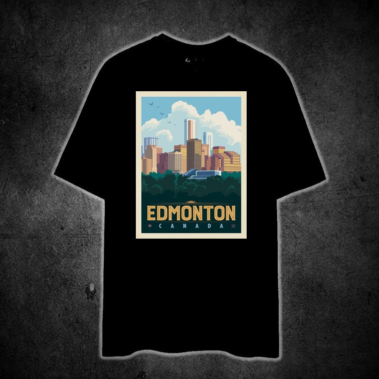 EDMONTON CANADA (CANADA VINTAGE TRAVEL) Printed t shirt unisex 100