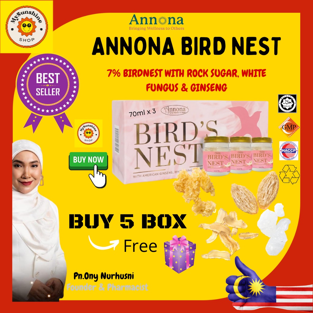 ANNONA BIRD'S NEST Halal Drink 70ML x 3 Botol [Sarang Burung Walit, Ginseng, Cendawan Putih