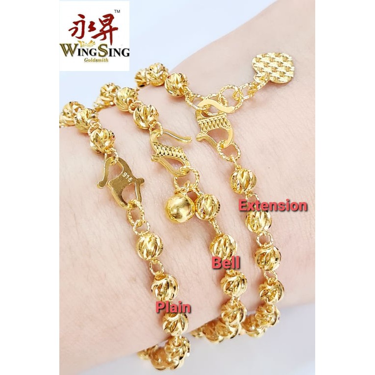 Wing Sing 916 Gold 3d Disco Ball Bracelet Rantai Tangan 3d Bebola Emas 916