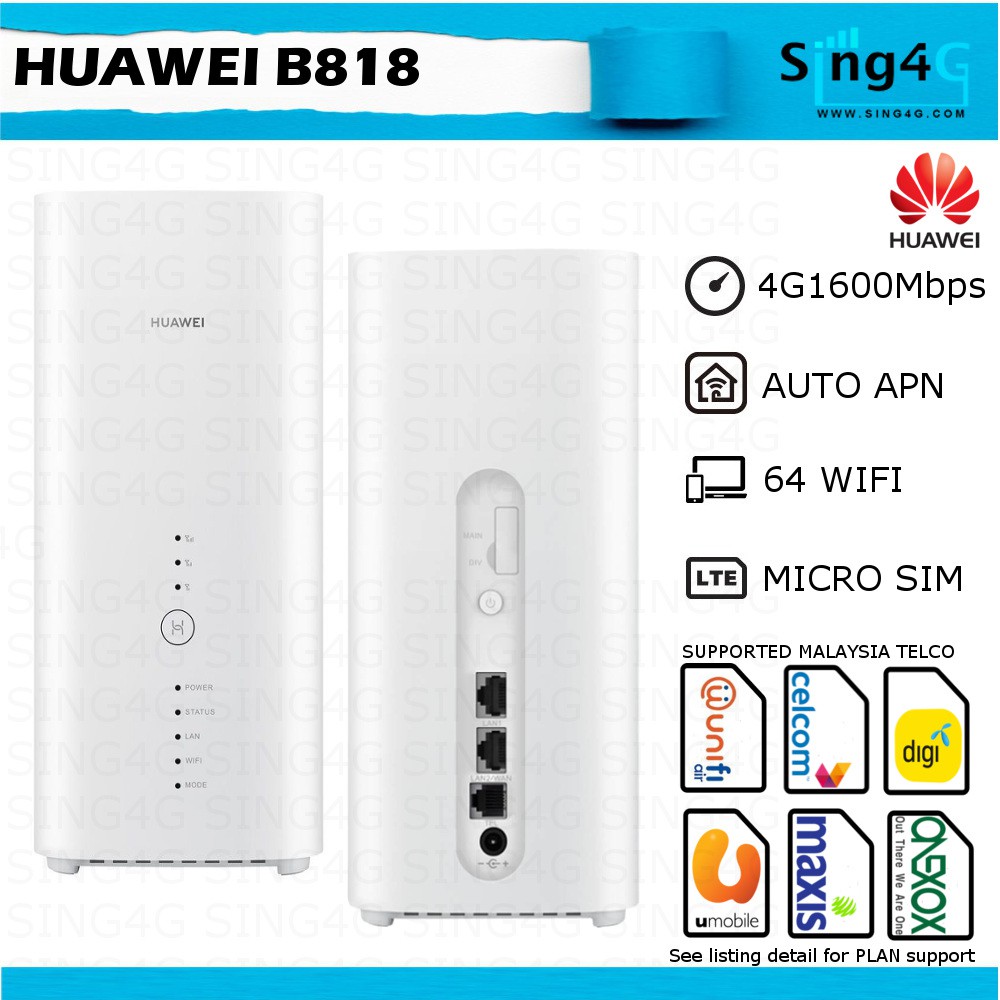 Huawei B818 B818s263 4g 1600mbps Sim Router For Unifi Air Celcom Maxis Umobile Digi Shopee Malaysia