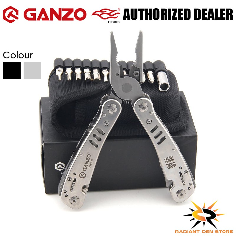 EDC Folding Pliers Multi-tool with 10 screwdriver bits GANZO G202-B 440C 