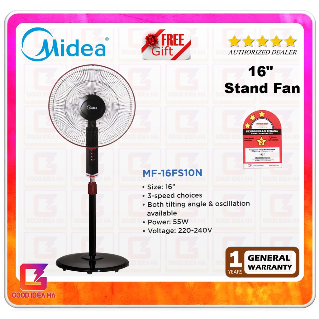 Free Gift Midea 16 Stand Fan Mf 16fs10n 3 Speed Shopee Malaysia