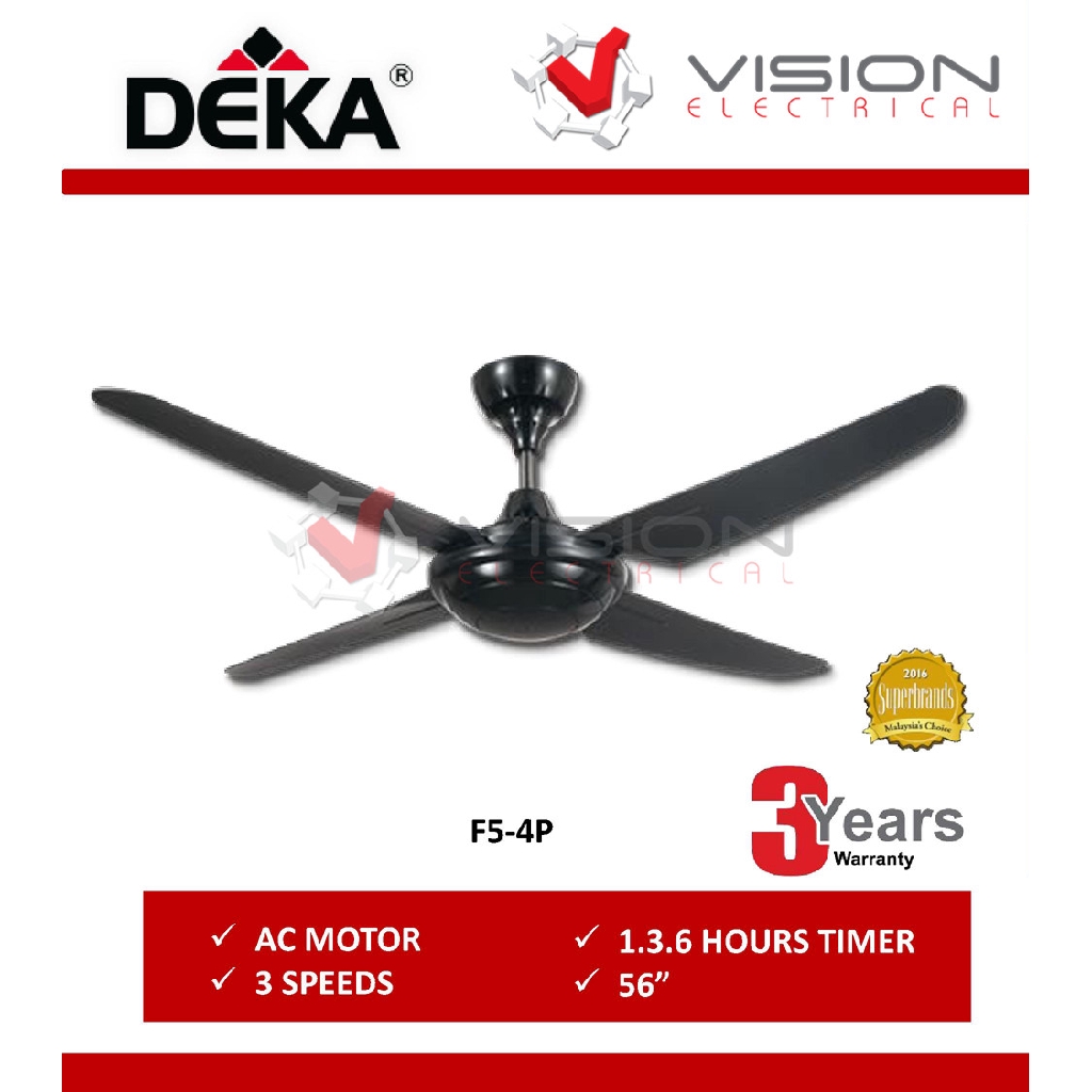 Deka 56 4 Blades Ceiling Fan With Remote Control F5 4p 3 Years