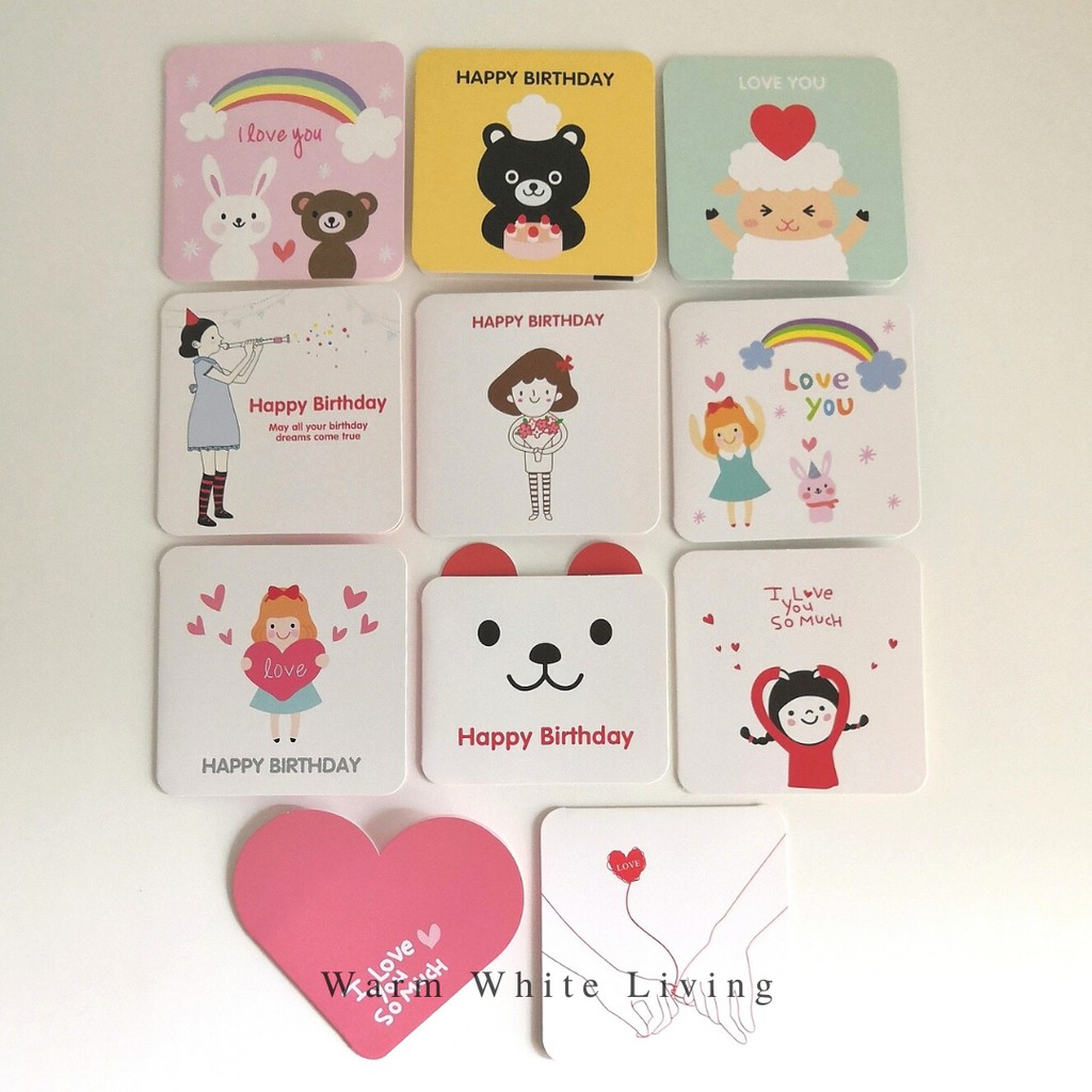 Ready Stock Mini Silver Foil Korean Cute Greeting Cards With Envelope Happy Birthday Love You Couple Valentine S Day Shopee Malaysia