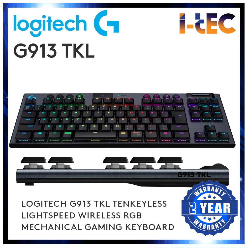 LOGITECH G913 TKL TENKEYLESS LIGHTSPEED WIRELESS RGB MECHANICAL GAMING ...