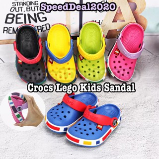 SpeedDeal2020💥Kids Sandal Crocs Lego Design Toddler Sandals Slipper Children Unisex Shoes Lego Kasut Budak Selipar