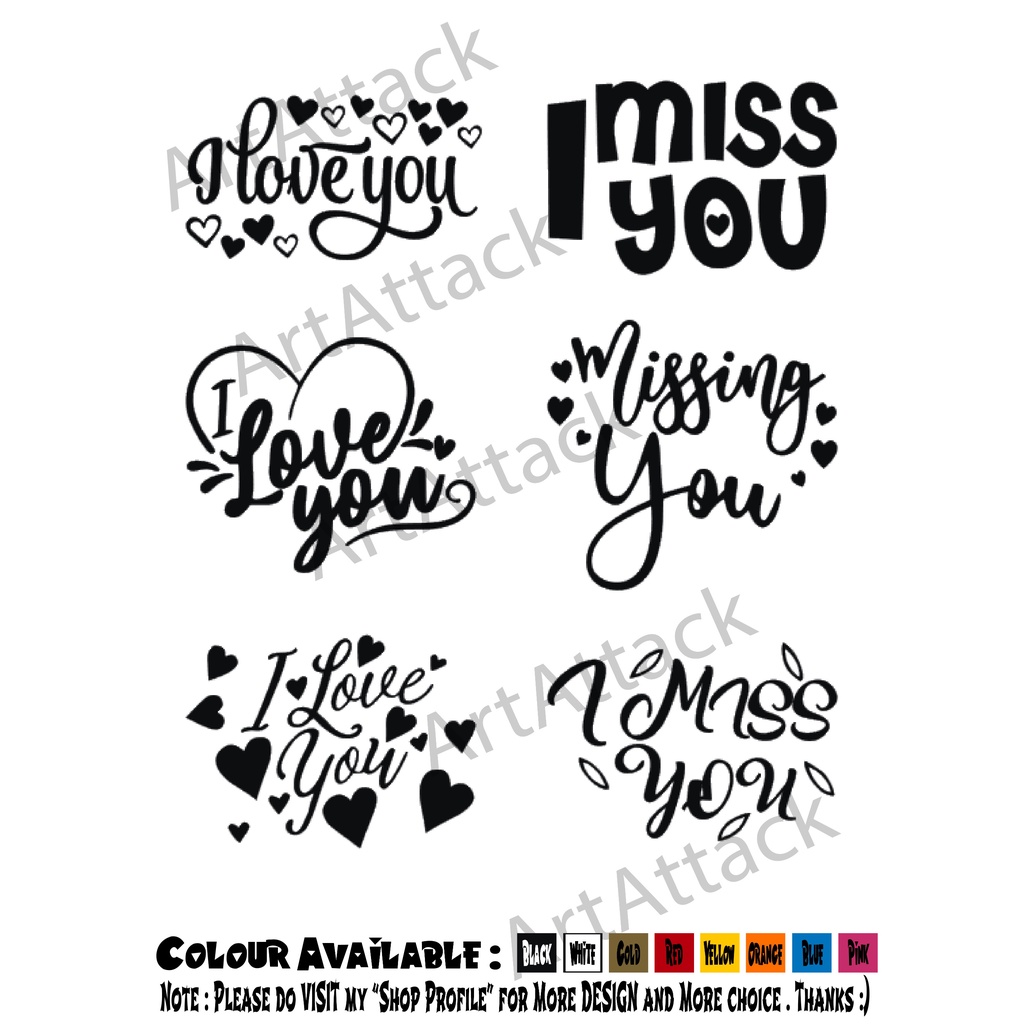 [READY STOCK] I Love Miss You Sticker for 10inch Aqua Bobo Balloon ...