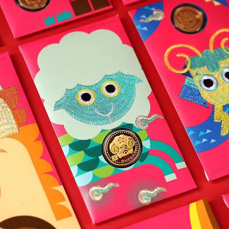 2023 Rabbit  Year CNY Embroidery Red Packets Lucky 12 Zodiacs Red Envelope Angpao New Year Gifts