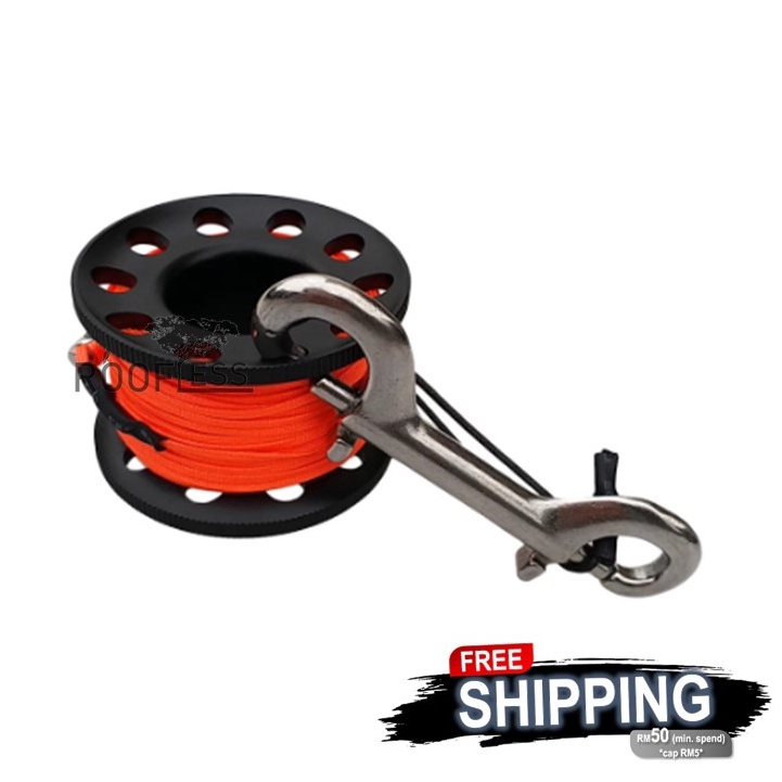 ROOFLESS Scuba Diving Reel Aluminum Finger Spool 15M 30M Line Double