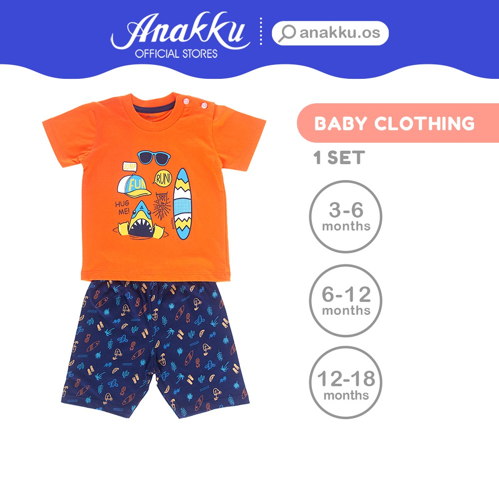 Anakku Baby Boy Newborn Suit Set Clothing Set Baju  Bayi  Lelaki  Short Slv Shorts 3 18 Months 