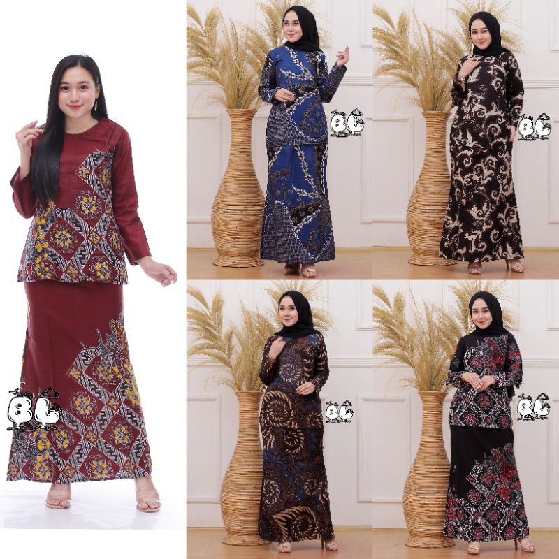 Mega - Latest Malay Women's KURUNG Clothes MODERN Women's BATIK Suits 2021 Malaysian KURUNG Clothes 2021 Teacher Uniforms Official Clothes Long Women's BATIK Clothes Teaching MUSLIM Women Uniforms ONE SET SIMPLE Floral BATIK Motifs COUPLE JUMBO SAKTREK Un