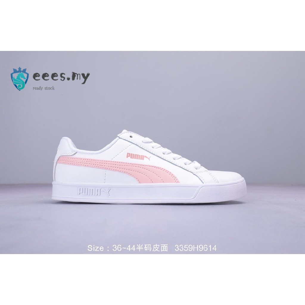 puma smash vulc white pink