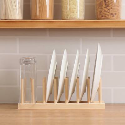 Wooden Dish Rack Dishes Drainboard Drying Drainer Storage Holder Stand
