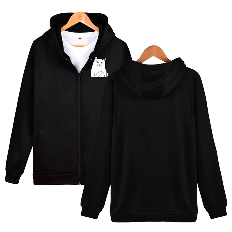 cat middle finger hoodie
