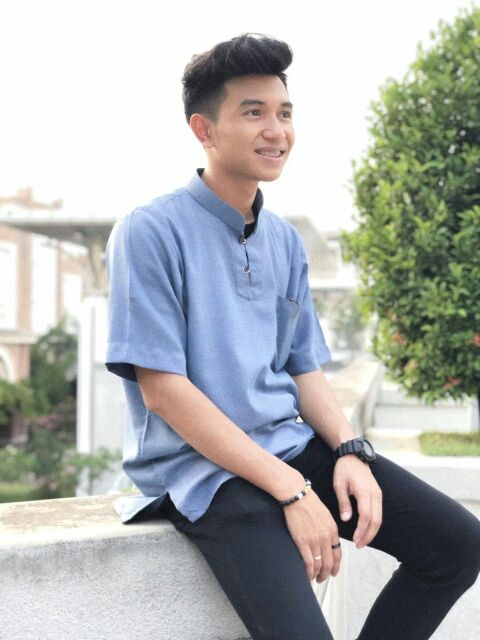 Kurta Viral Blue Instafamous Wear Readystock High Quality Cotton Shopee Malaysia