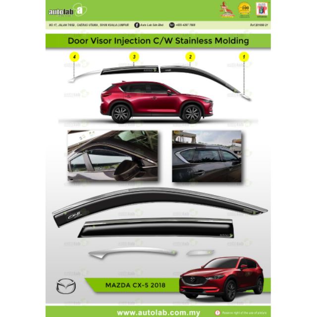 Door Visor Injection C/W Stainless steel Chrome Mazda CX5 2018-2019