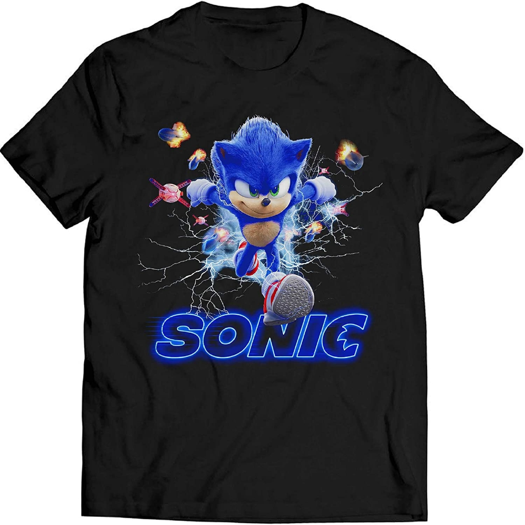 Sonic Hedgehog Kids Graphic T Shirt Classic Crew Neck Boys Short Sleeve Shopee Malaysia - classic sonic shirt roblox