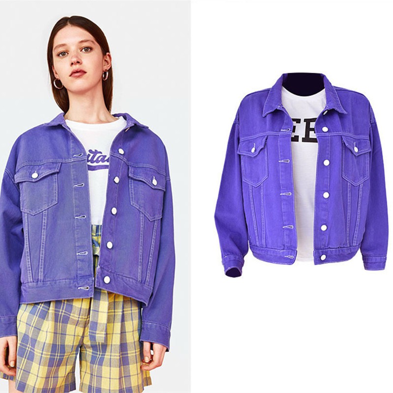 purple jean jacket womens